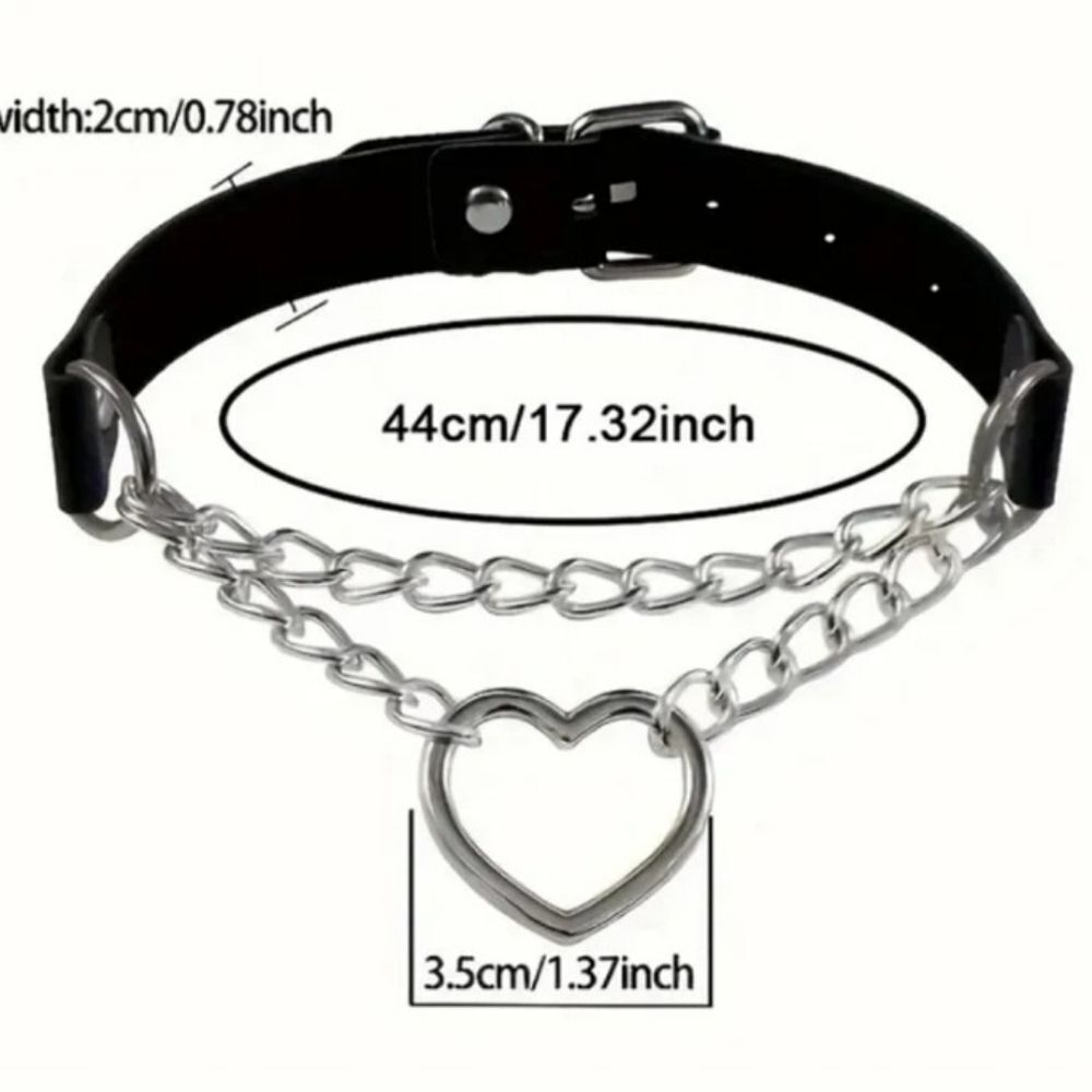 Chain Choker Collar, Heart Shaped Choker Necklace, S Choker, Gothic Chain Choker - Picture 10 of 12